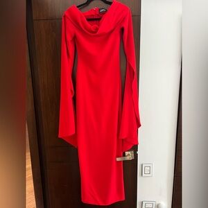 Solace London Vibrant Red Long Sleeve Dress